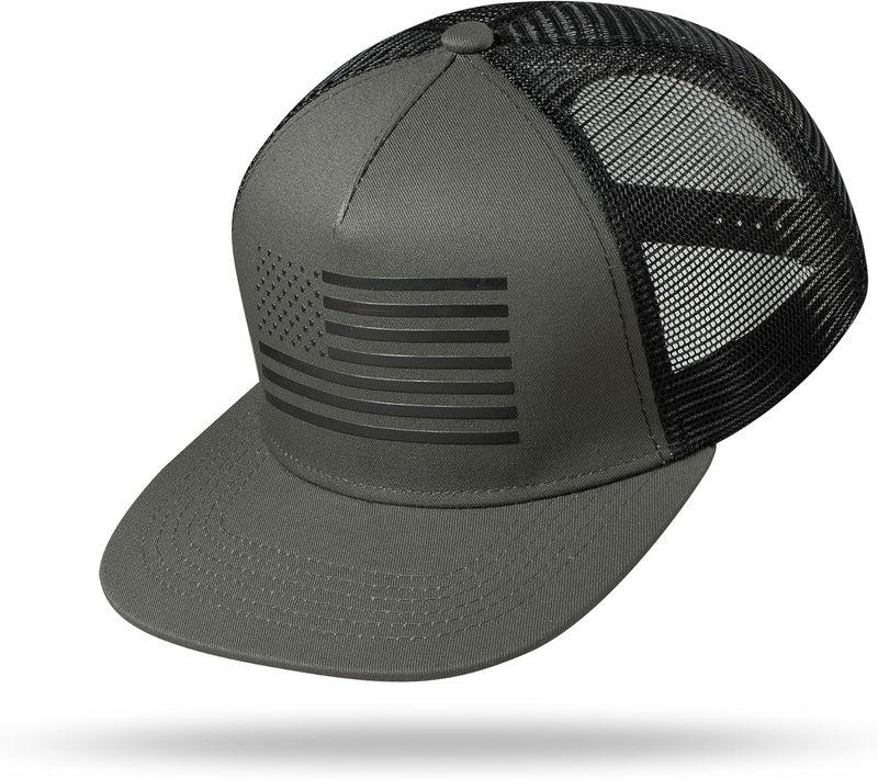 UALON Baseball Cap, Snapback Trucker Hat for Men & Women with American Flag and Adjustable, Breathable Mesh, Flat Bill Hats - Image 2